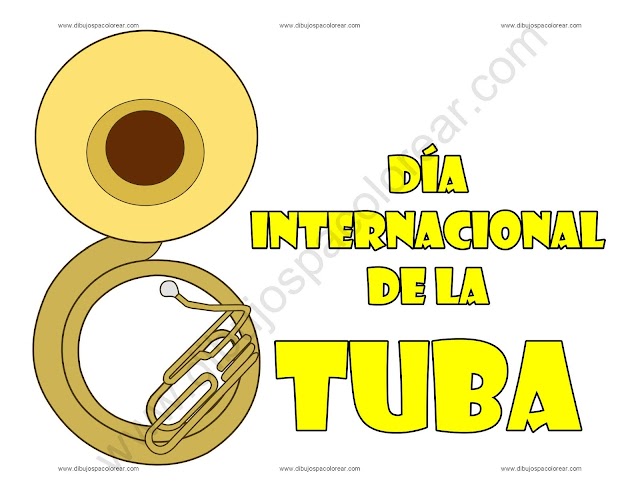 Día internacional de la Tuba dibujo a color y para colorear